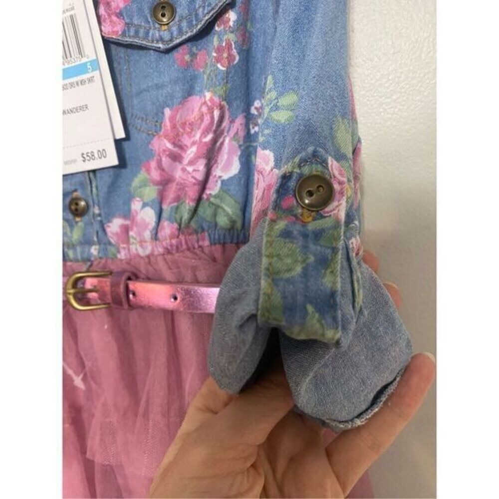 New with tags toddler girl frill pink floral dress size 5 - Picture 5 of 7